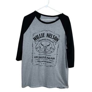 Willie Nelson 90th Birthday Celebration Concert Raglan Gray Tee size XL